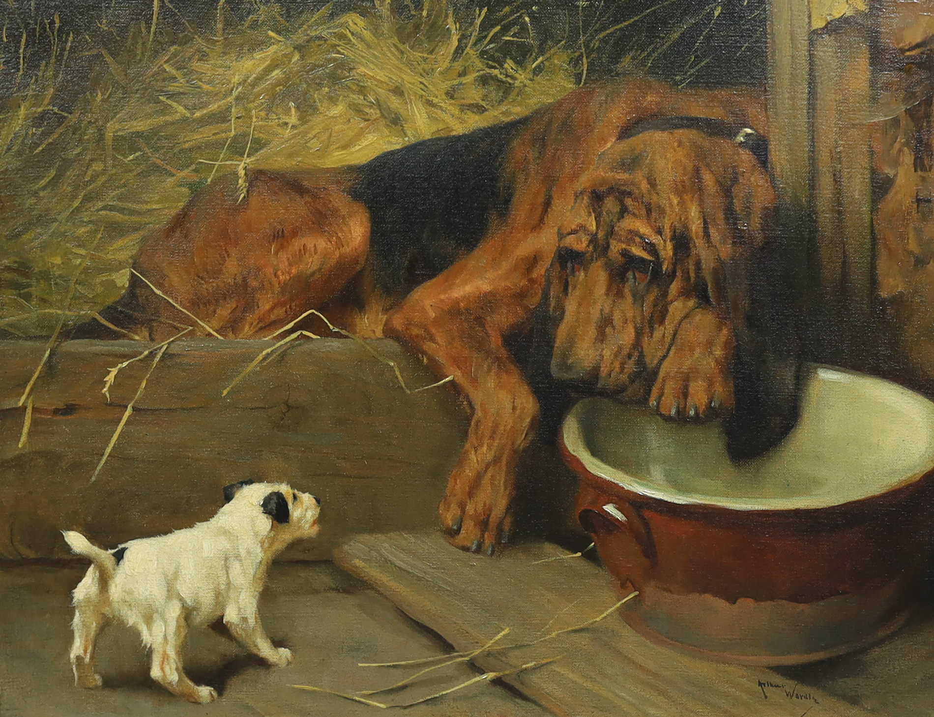 Arthur Wardle (British, 1864-1947), 'Cheek’, oil on canvas, 40 x 50cm